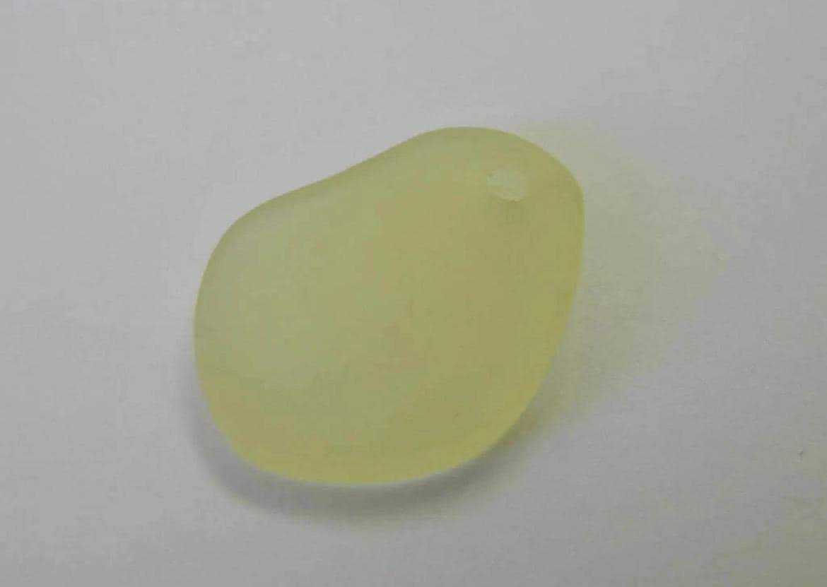 Golden Yellow Frosted Sea Glass Pendant - 26mm Drop Charms (2 Pieces) - Thumbnail 2