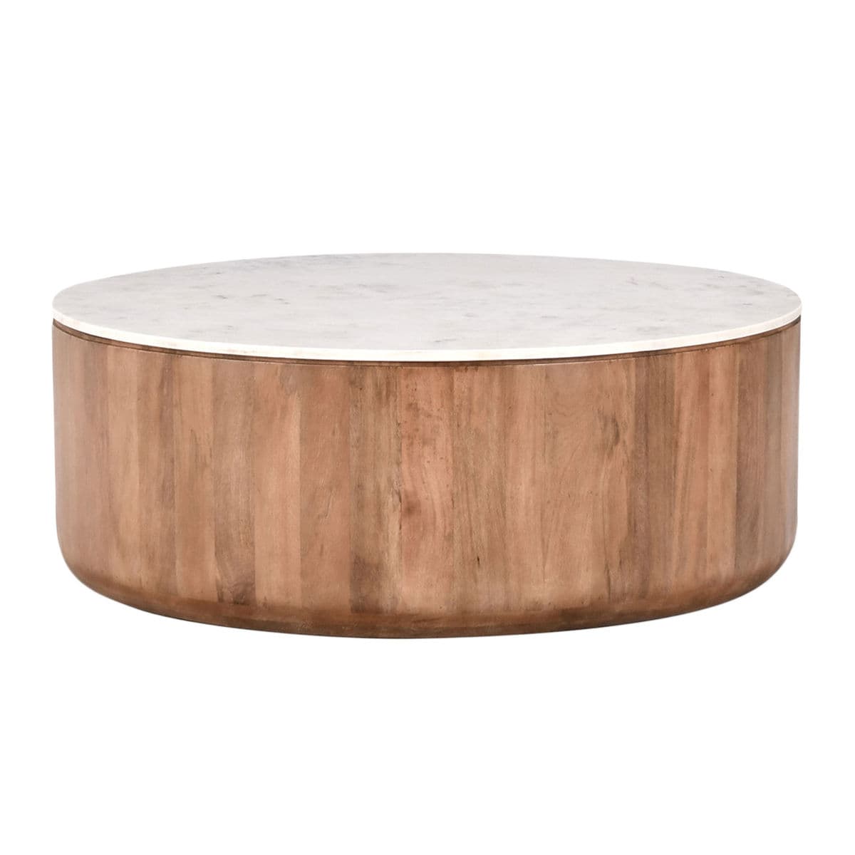 Sienna Round Wood & Marble Coffee Table - Thumbnail 2