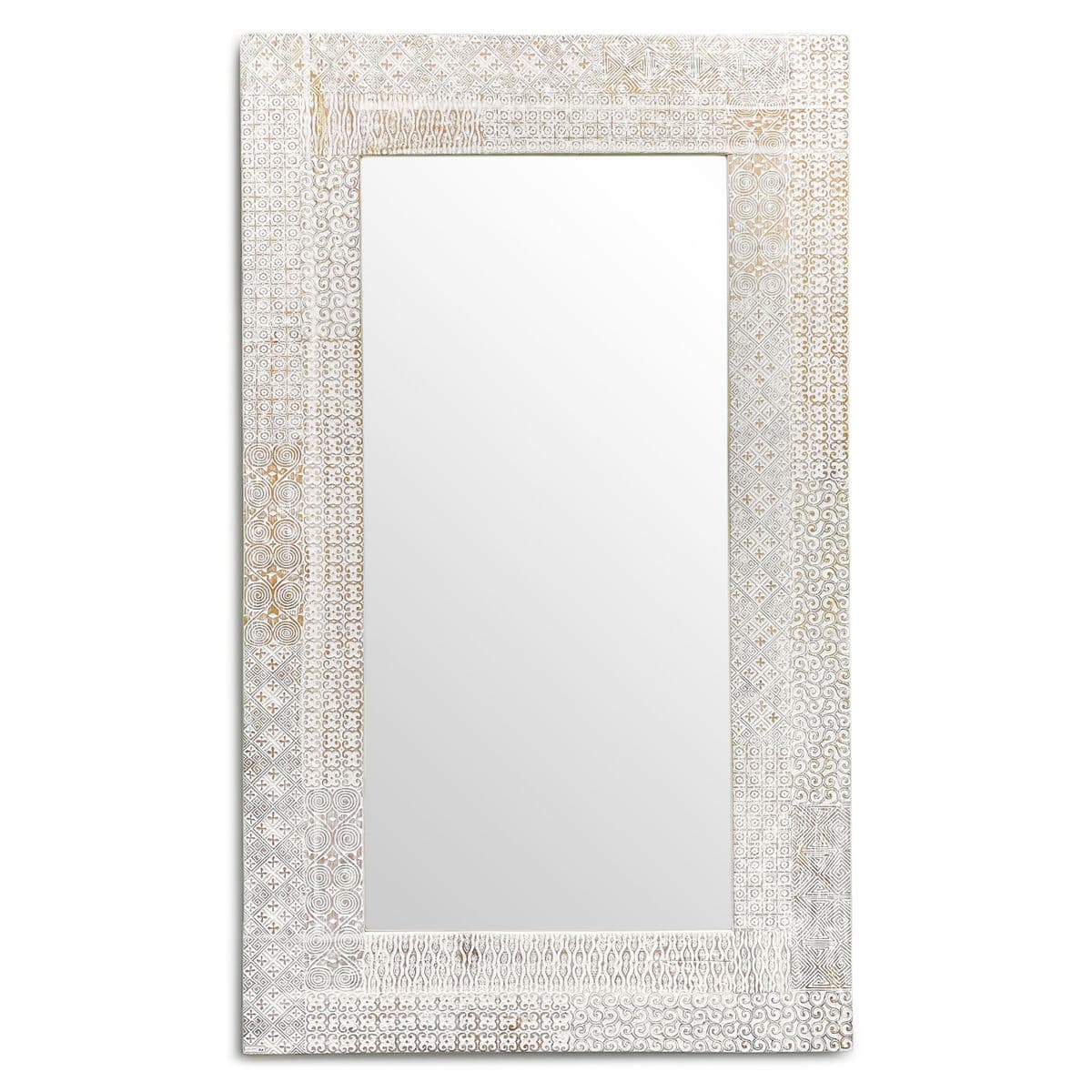 Large White Umbuka Carved Mirror - Thumbnail 2