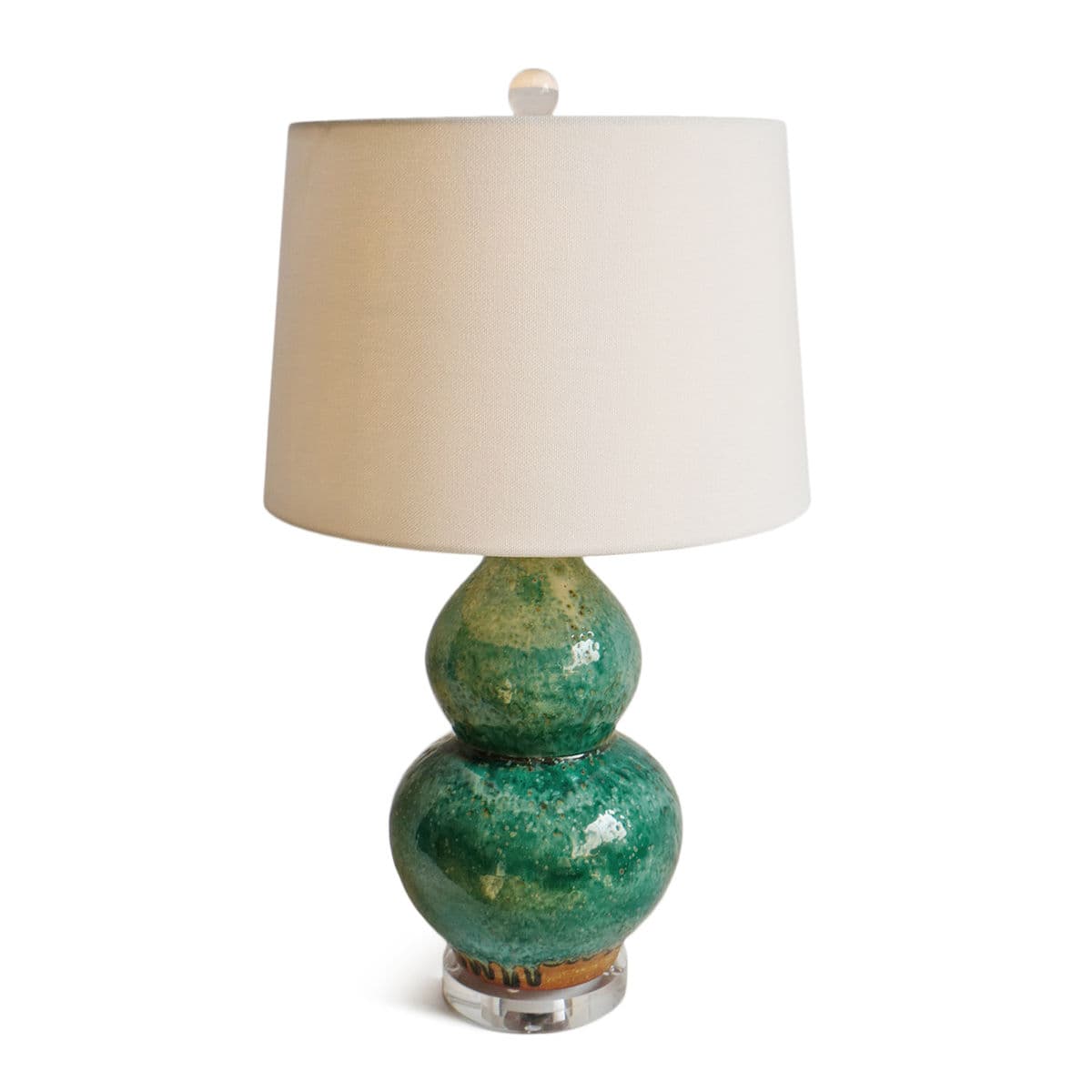 Turquoise Ceramic Gourd Table Lamp - Thumbnail 2