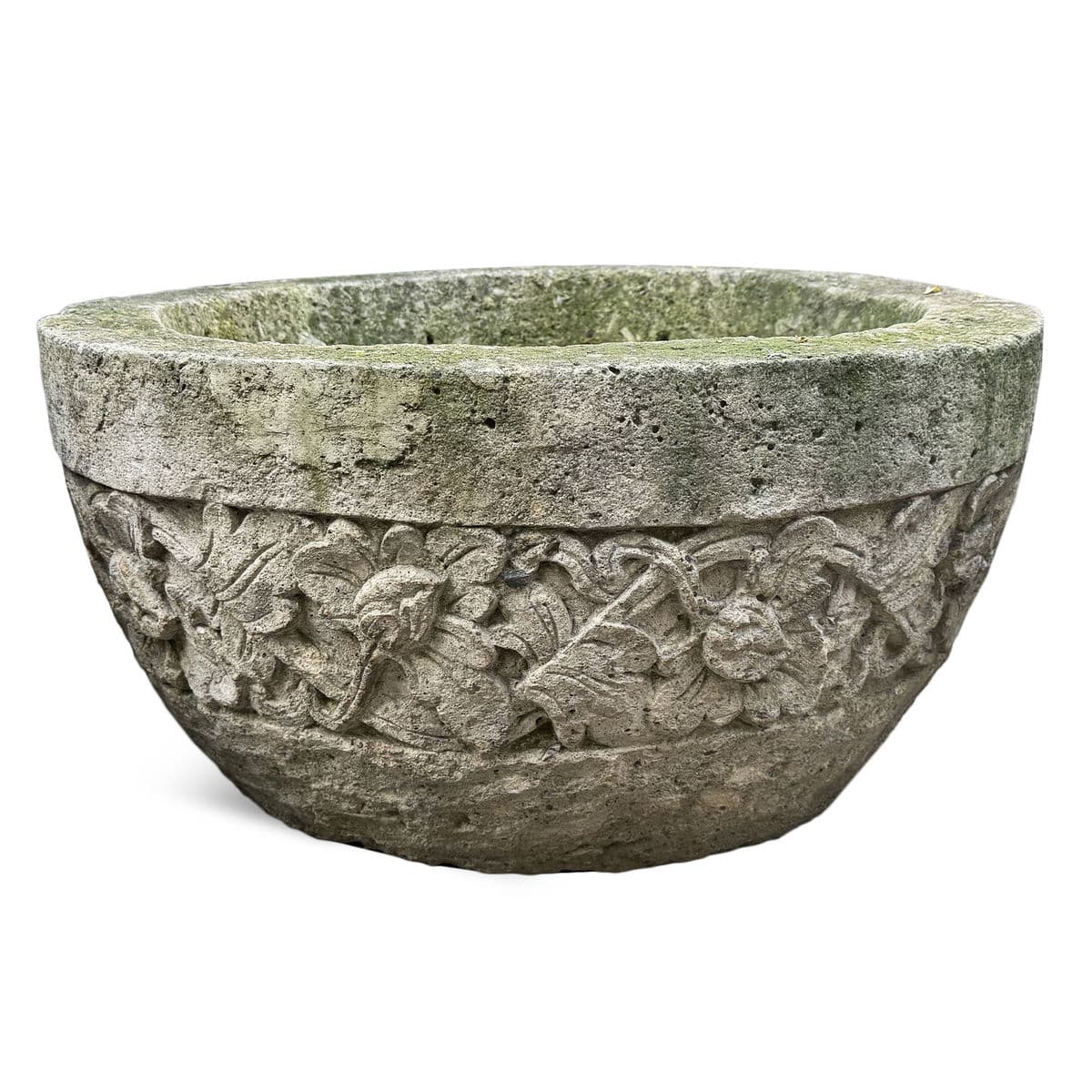 Stone Cement Carved Planter Bowl - Thumbnail 2