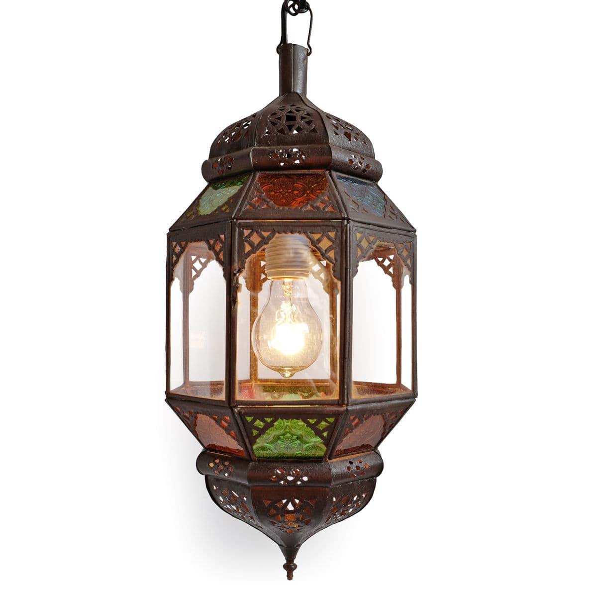 Multi Color Glass Moroccan Lantern - Thumbnail 2
