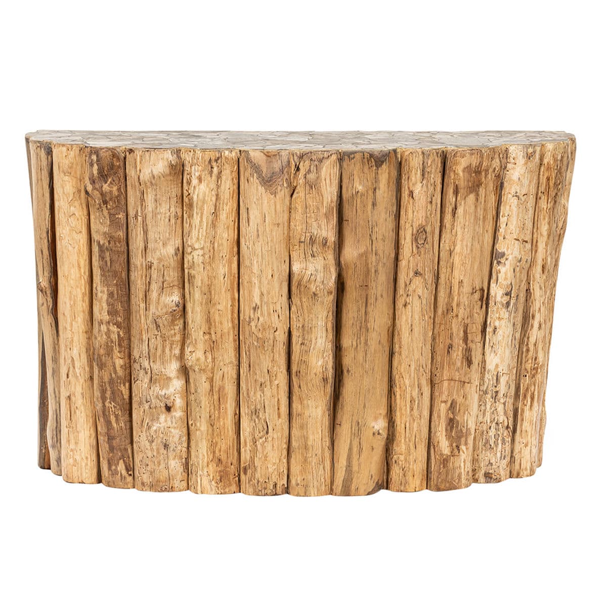 Petrified Wood Top Organic Teak Console - Thumbnail 2