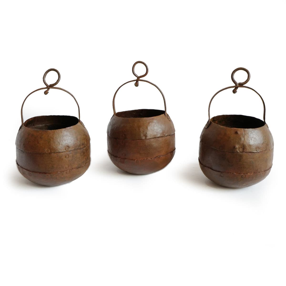 Old Indian Iron Cook Pot - Thumbnail 2