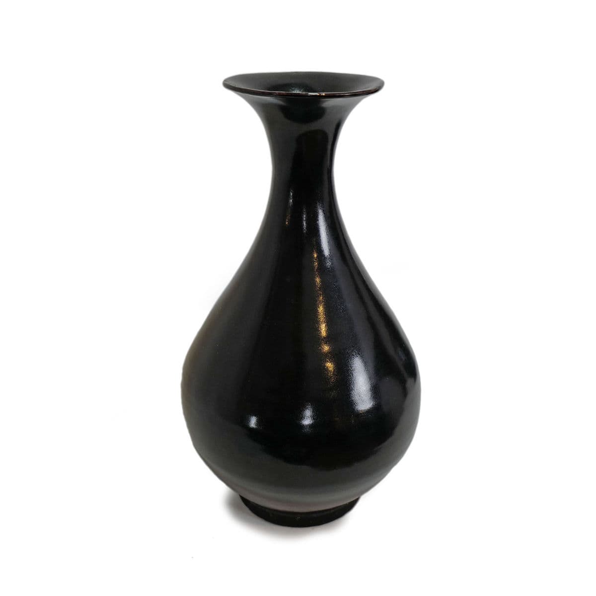 Vintage Style Black Ceramic Flute Vase - Thumbnail 2