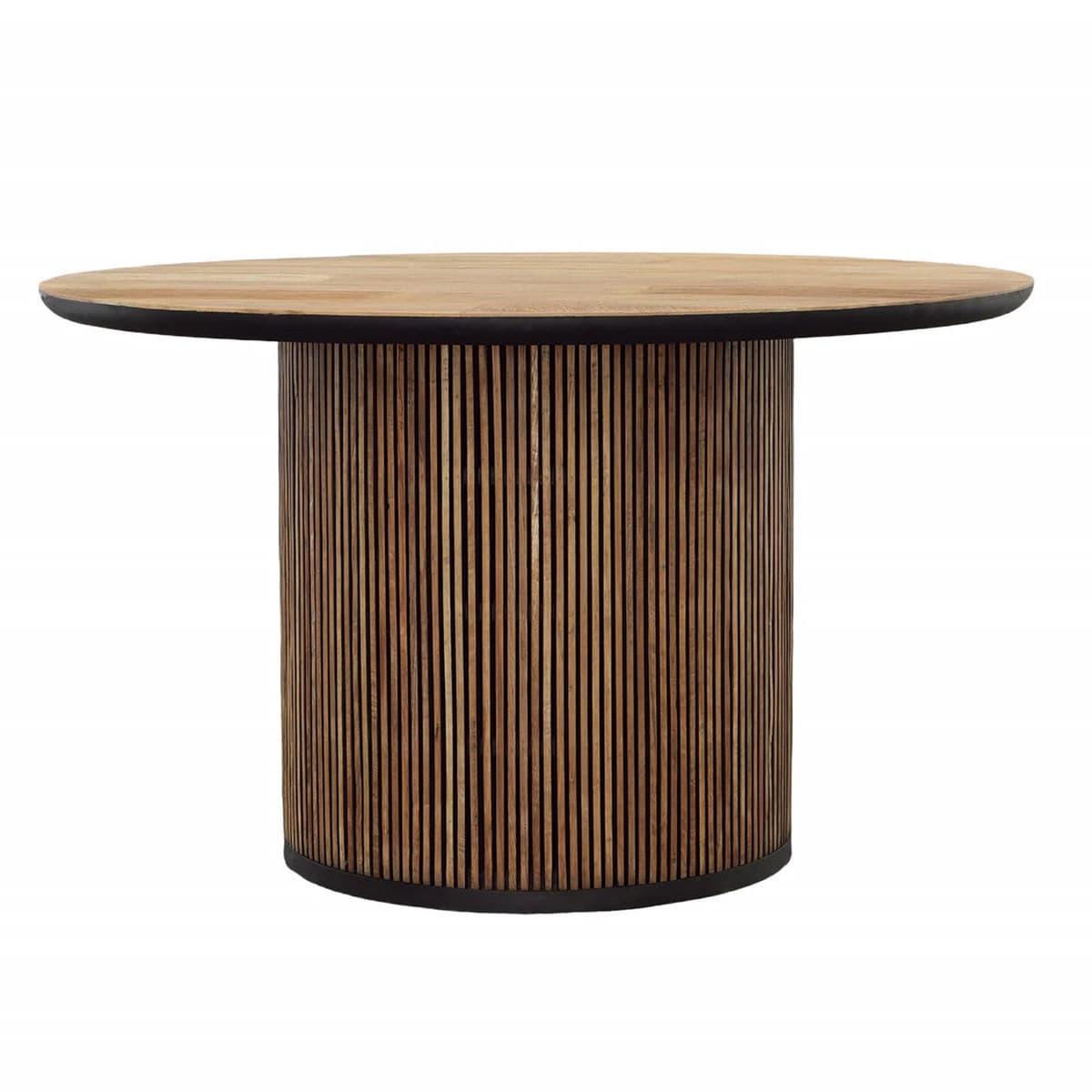 Round Teak Slat Dining Table - Thumbnail 2