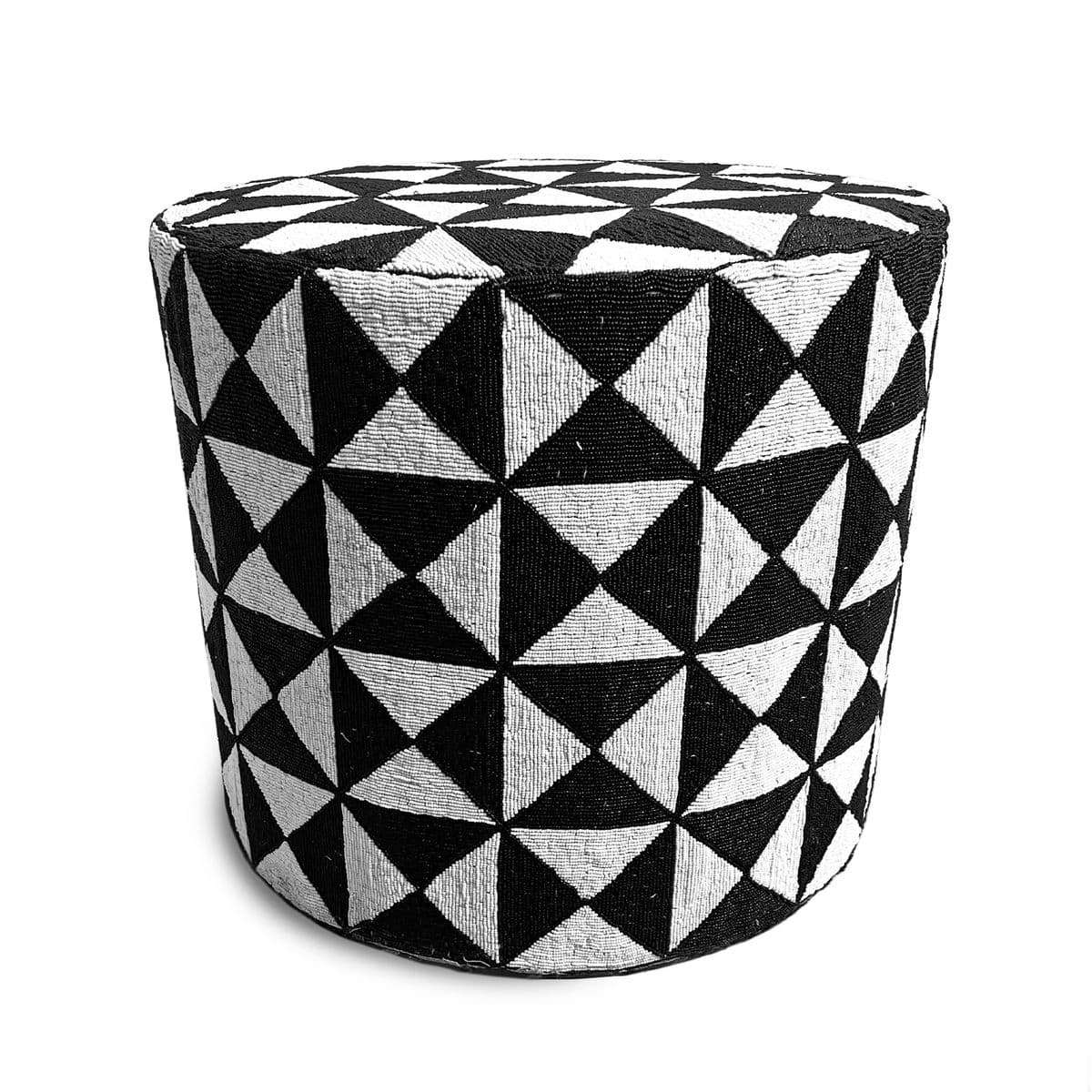 Black & White Yoruba Beaded Stool Table Small - Thumbnail 2