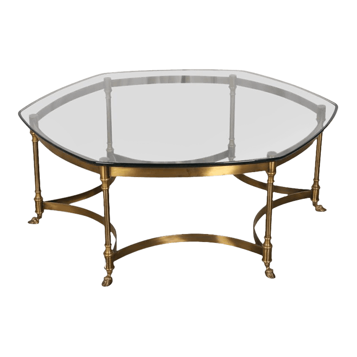 1960s Vintage Mid Century Modern Labarge Style Brass Coffee Table Hollywood Regency - Thumbnail 2