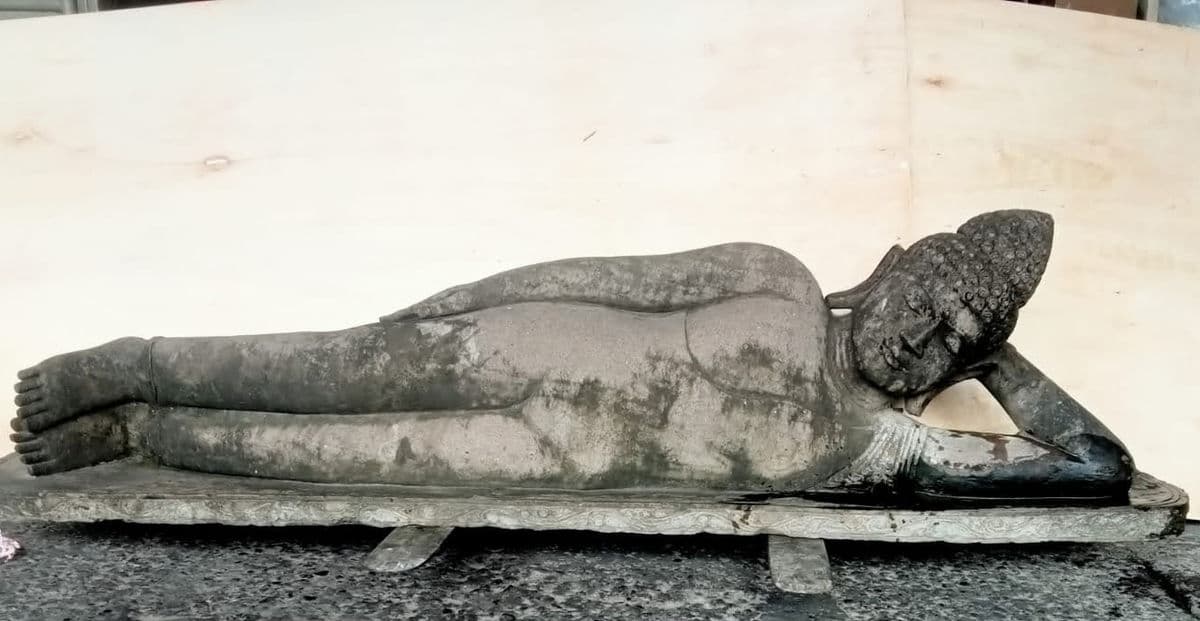 Sleeping Buddha Stone Garden Statue - Thumbnail 2