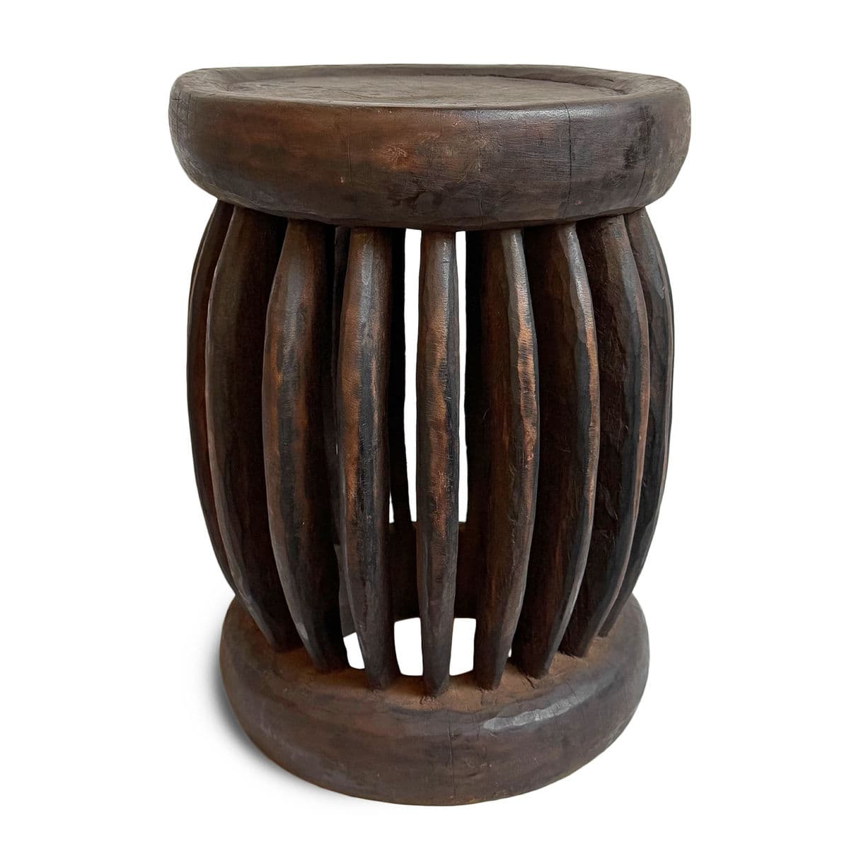 Vintage Ribbed Bamileke Stool - Thumbnail 2