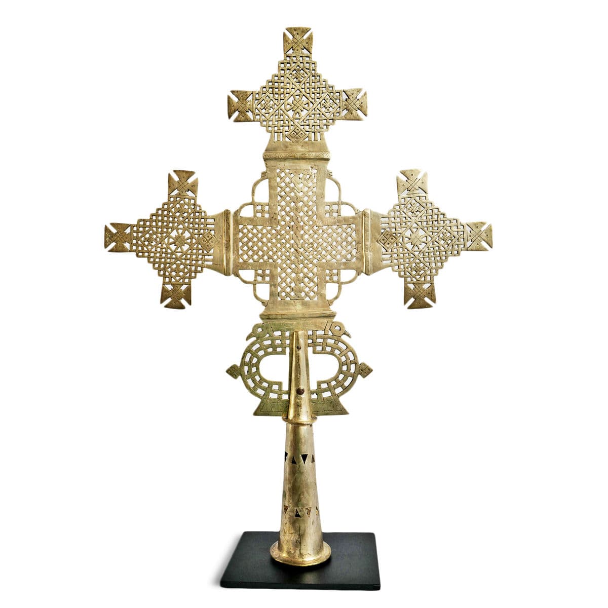 Vintage Ethiopian Coptic Cross on Stand - Thumbnail 2