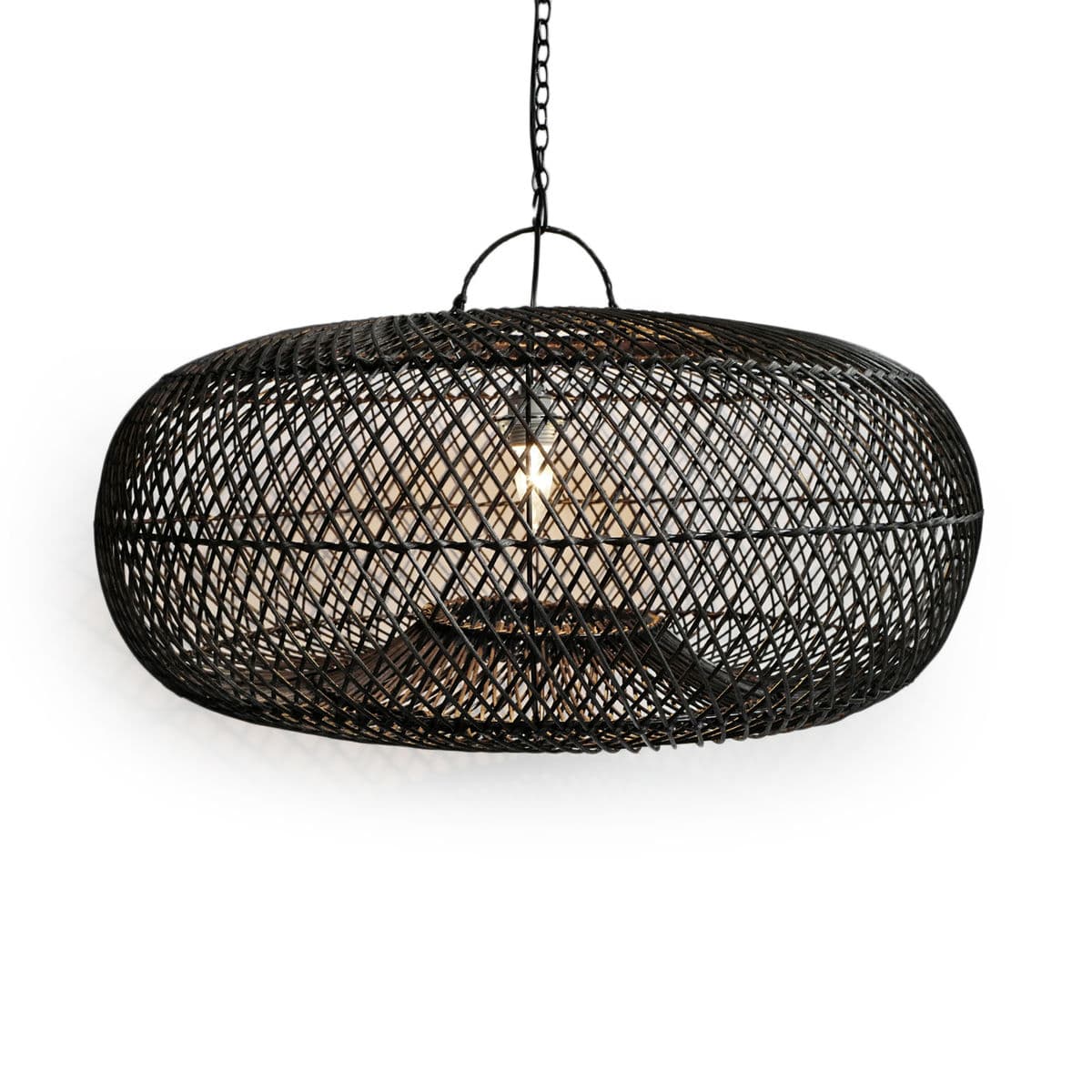 Black Wicker Donut Lantern Medium - Thumbnail 2