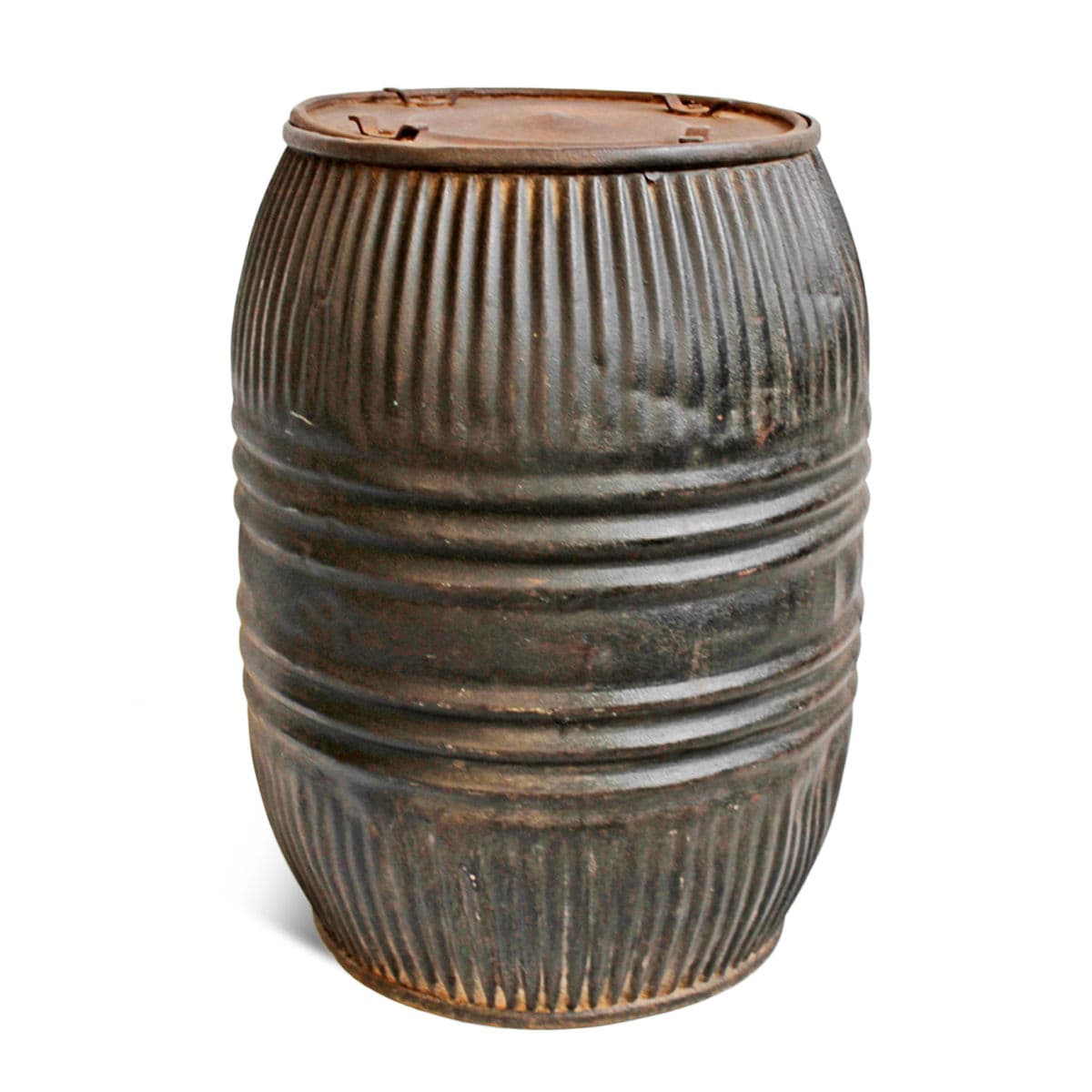 Vintage Iron Grain Barrel - Thumbnail 2