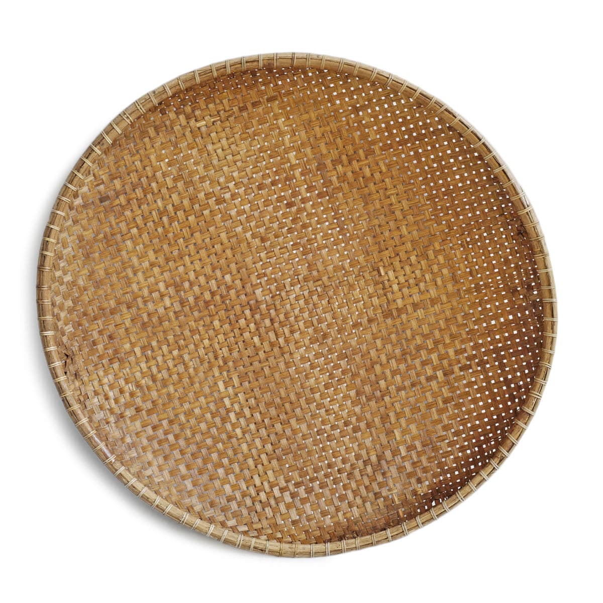 Bamboo Woven Round Basket Tray Large - Thumbnail 2