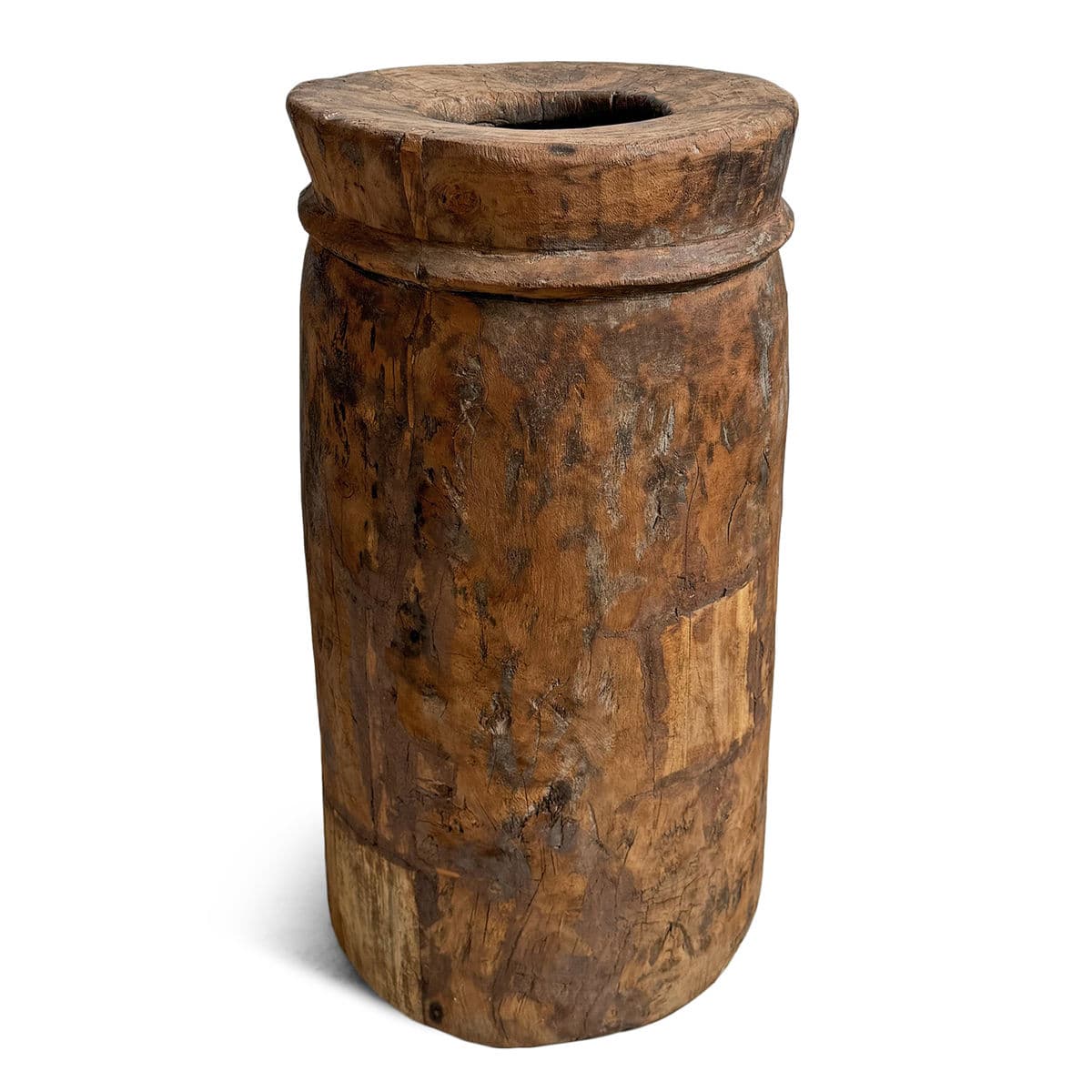 Antique India Wood Butter Pot - Thumbnail 2