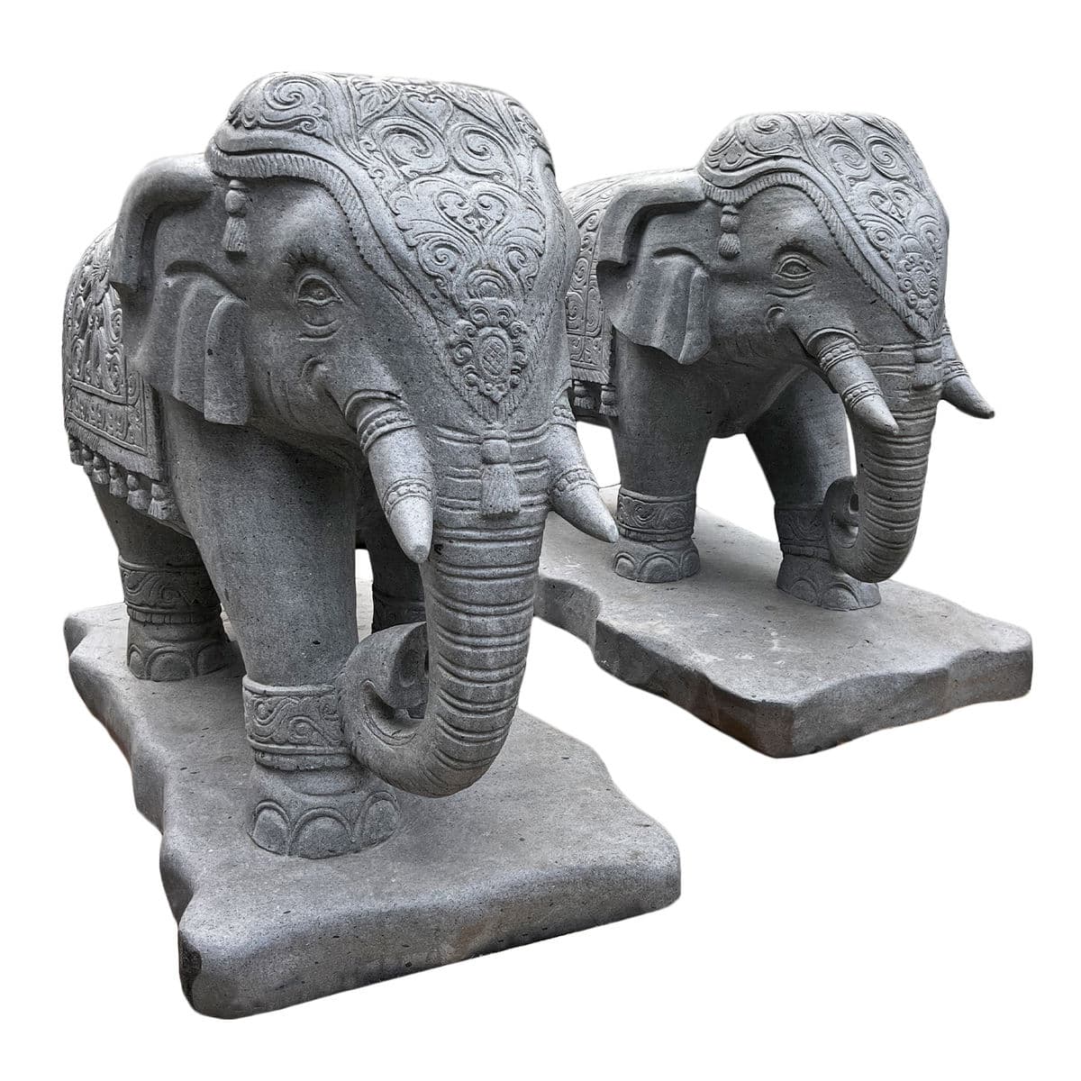 Pair of Stone Carved Elephant - Thumbnail 2