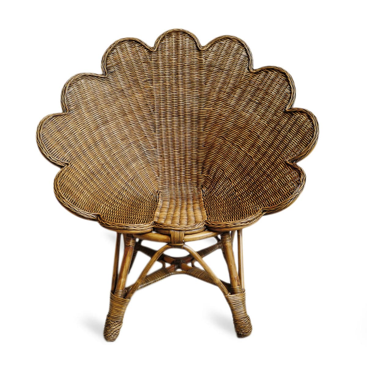 Tea Stain Wicker Shell Chair - Thumbnail 2