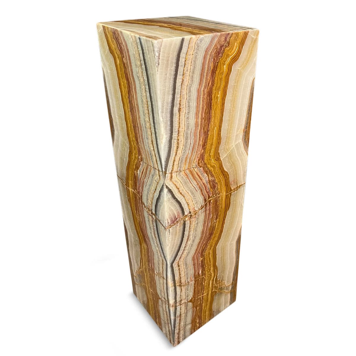 Golden Orange Onyx Pedestal Floor Lamp - Thumbnail 2