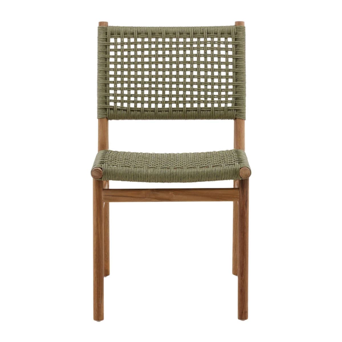 Sage Faux Rattan & Teak Outdoor Dining Chair - Thumbnail 2
