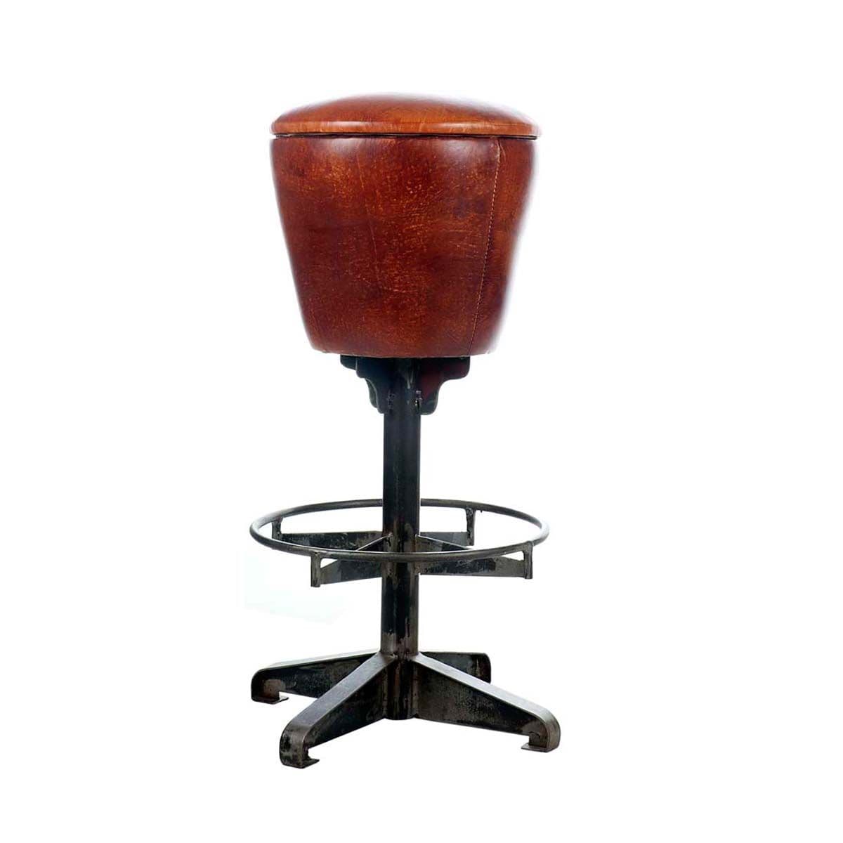Retro Chestnut Leather Bar Stool - Thumbnail 2