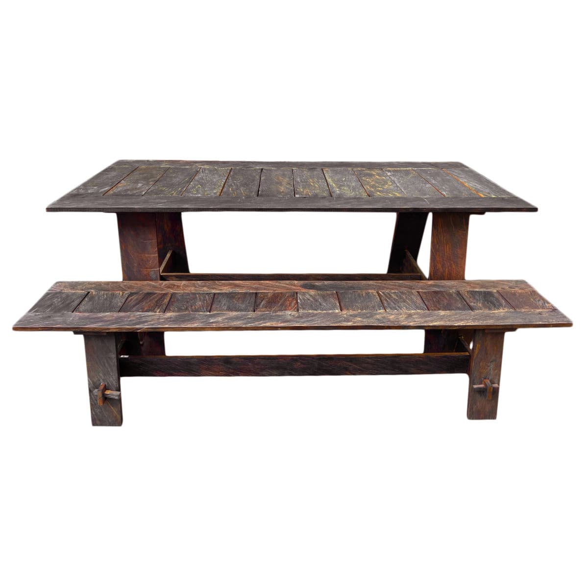 Modern Barn Wood Outdoor Dining Table w/Benches - Thumbnail 2