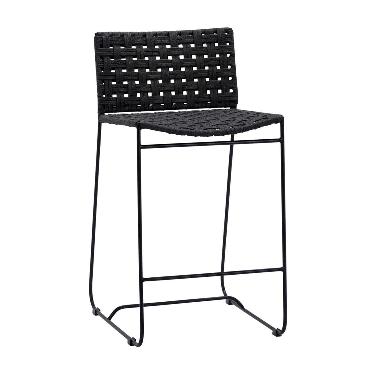 Black Woven Rope Outdoor Counter Stool - Thumbnail 2