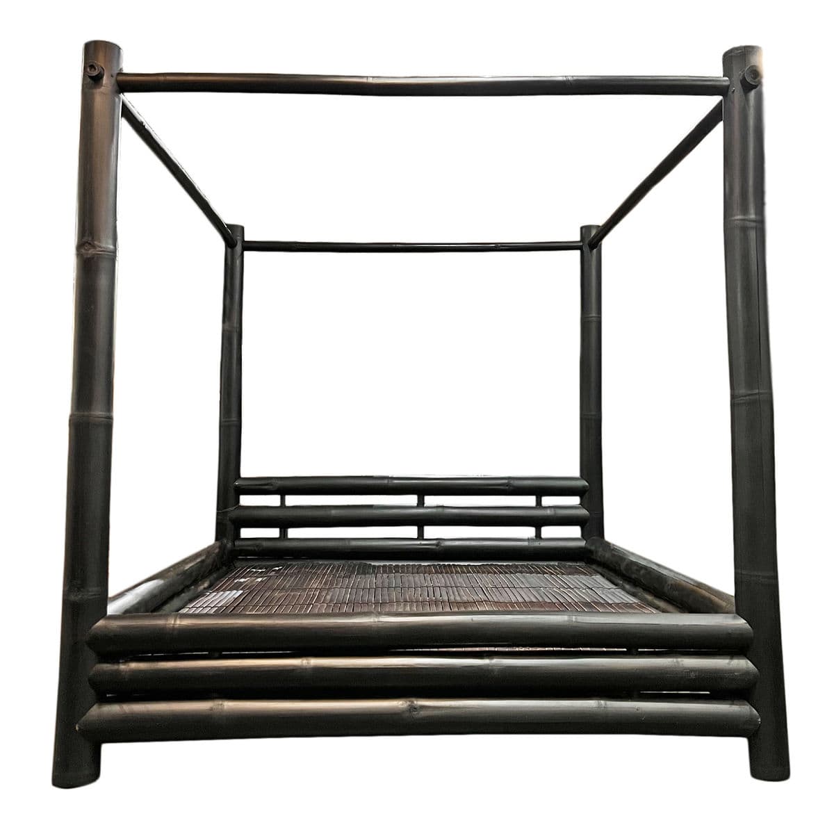 Black Stain Bamboo Canopy Bed Cal King - Thumbnail 2