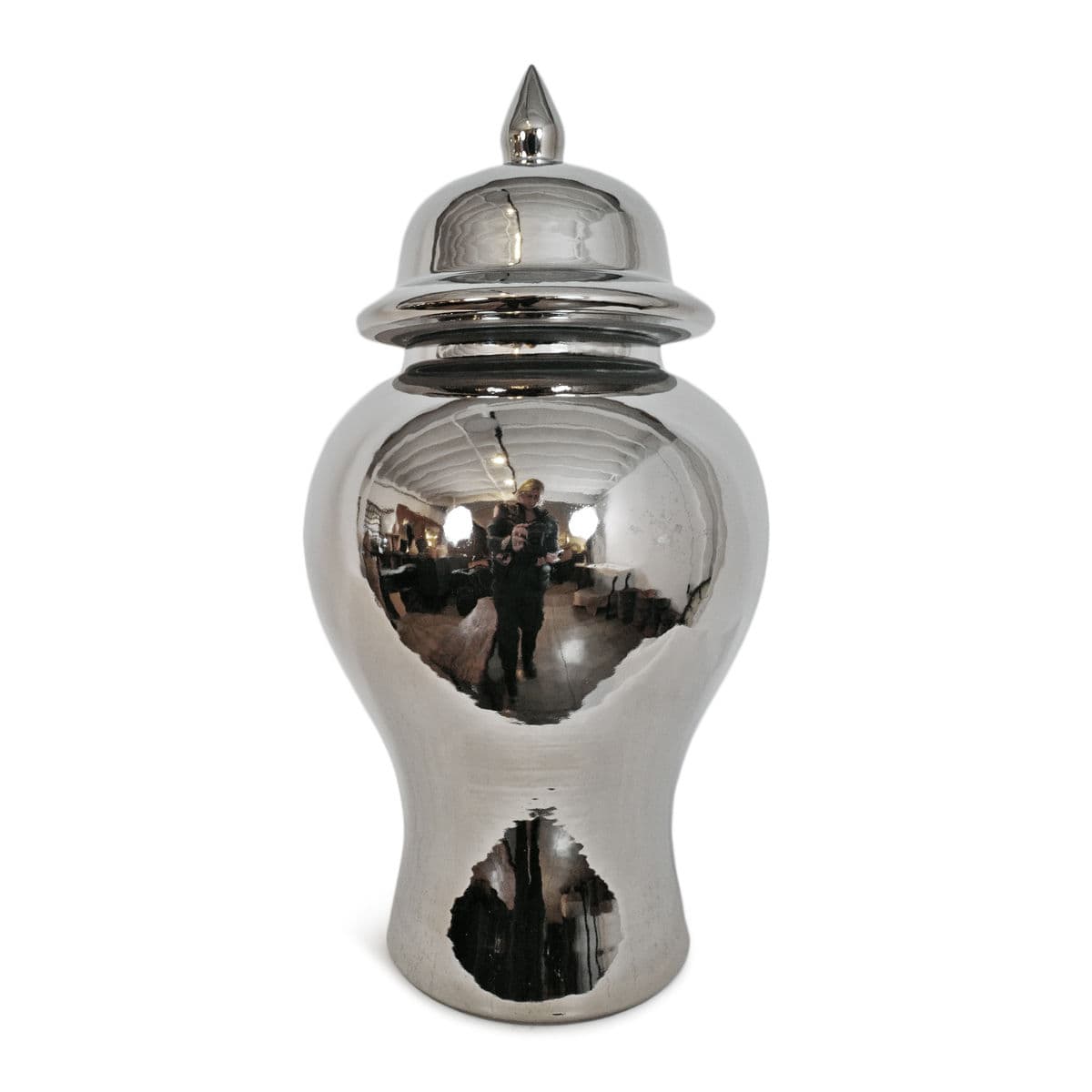 Metallic Silver Ginger Jar - Thumbnail 2