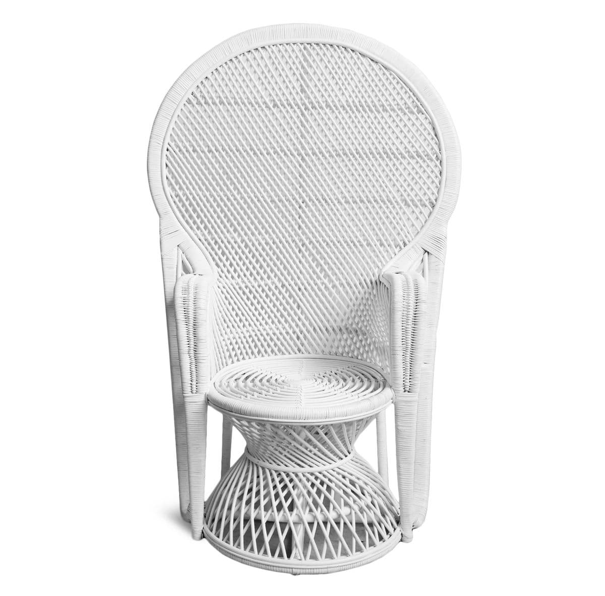 White Perindo Peacock Wicker Chair - Thumbnail 2