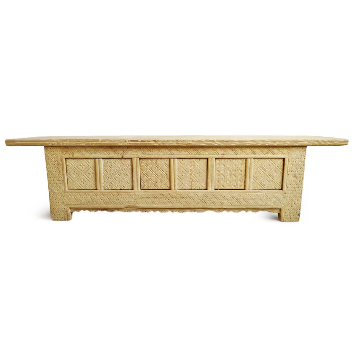 Long Carved Mongolian Cabinet Bench - Thumbnail 2