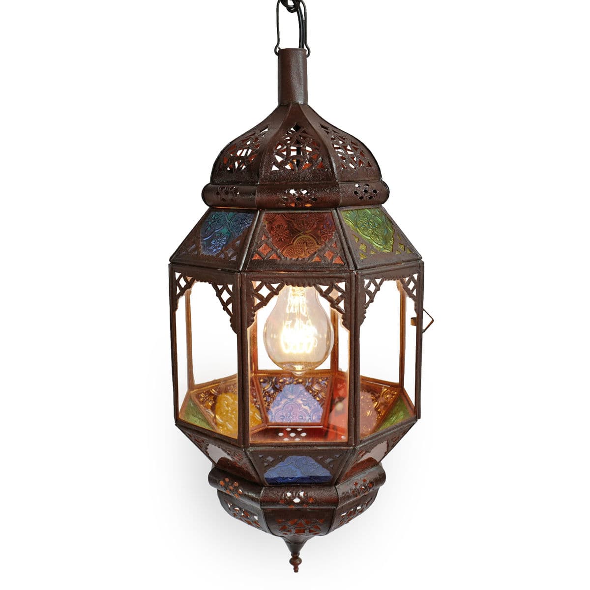 Multi Color Glass Moroccan Lantern - Thumbnail 2