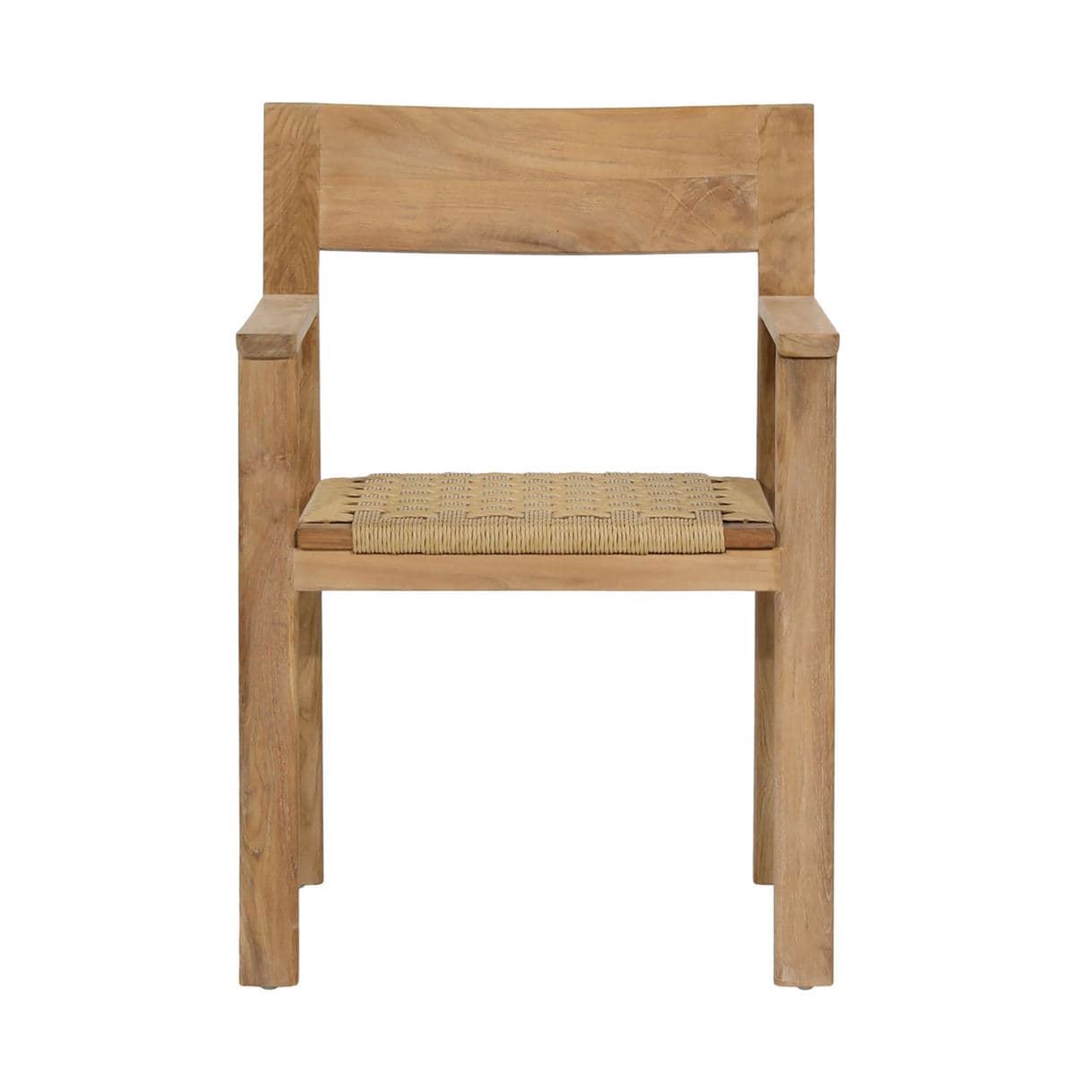 Outdoor Teak & Faux Wicker Seat Arm Chair - Thumbnail 2