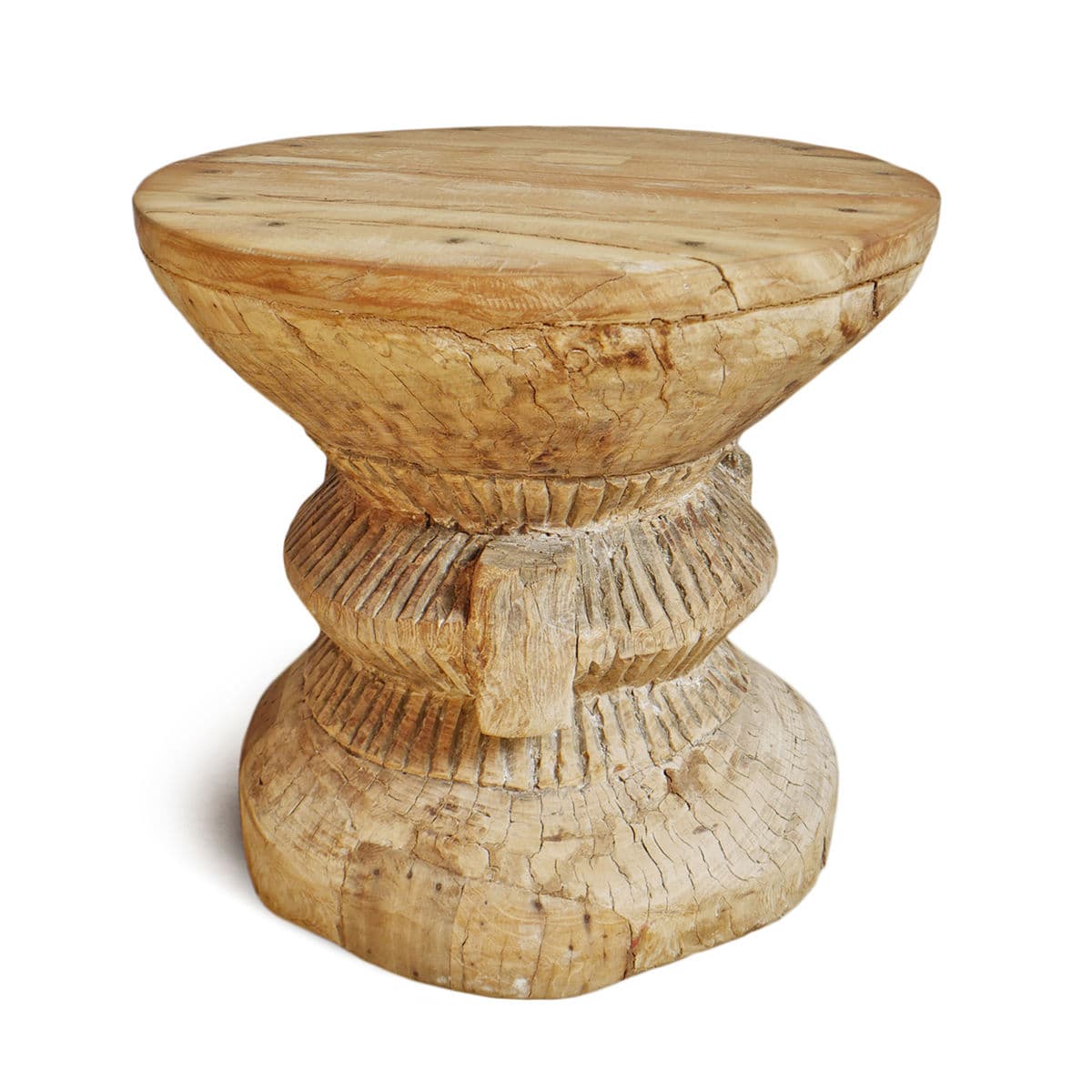 Old Ukhali Wood Stool Table - Thumbnail 2