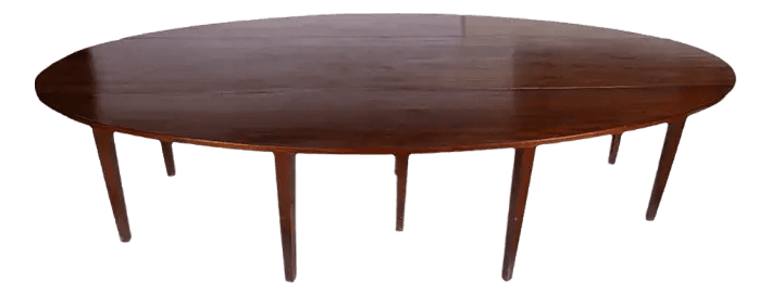 Rare Georgian Solid Mahogany 10’ X 5’ Large Oval Drop Leaf Irish Wake Table, 19th Century - Thumbnail 2