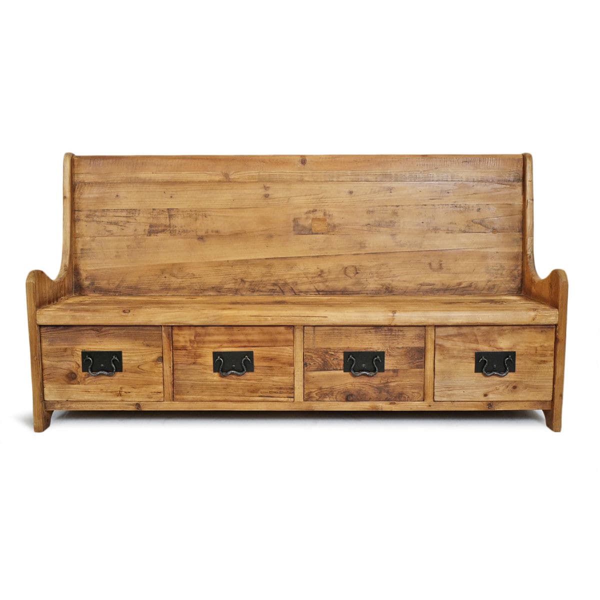 Salvaged Pine Hall Bench with Drawers - Thumbnail 2