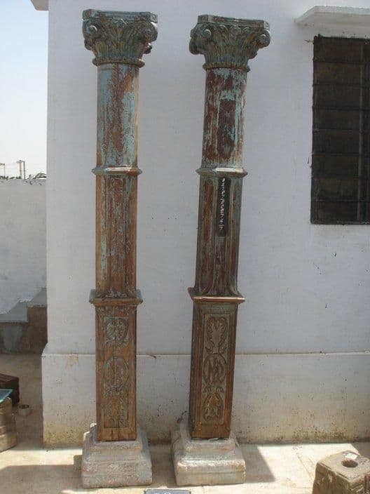 Pair of Antique Teak Wood Columns - Thumbnail 2