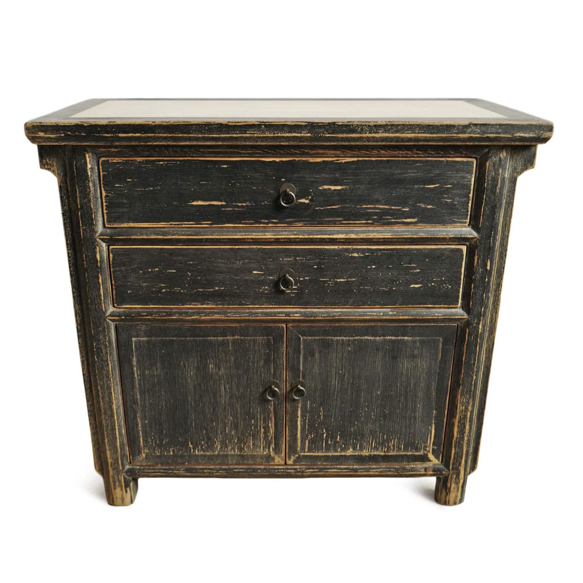 Marble Top Black Rustic Dresser Cabinet - Thumbnail 2