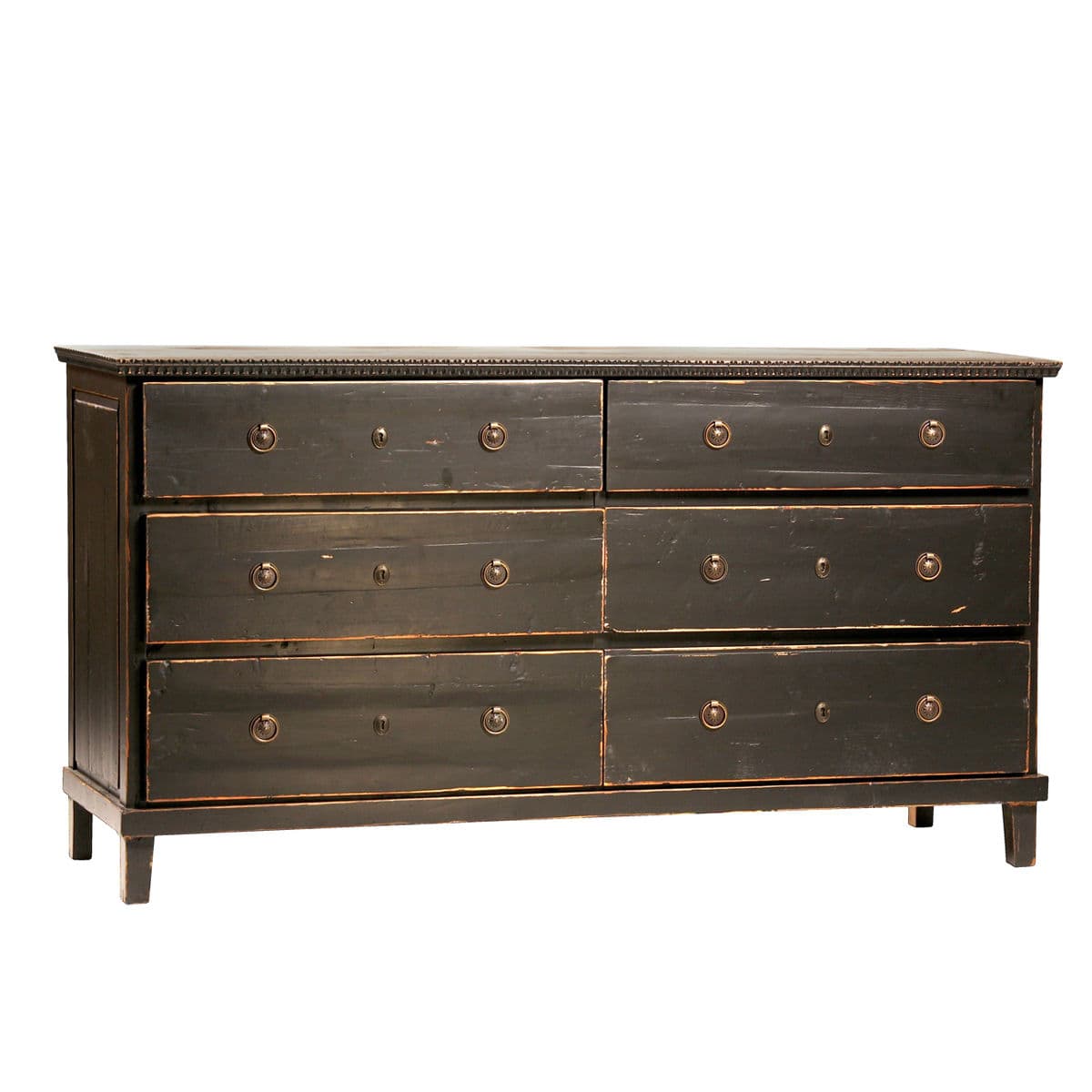 Black Distressed Six-Drawer Dresser - Thumbnail 2