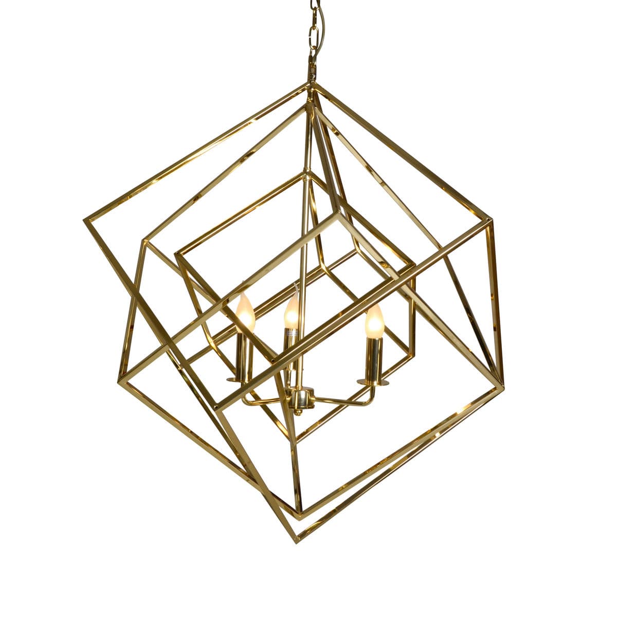 Modern Brass Box Chandelier - Thumbnail 2