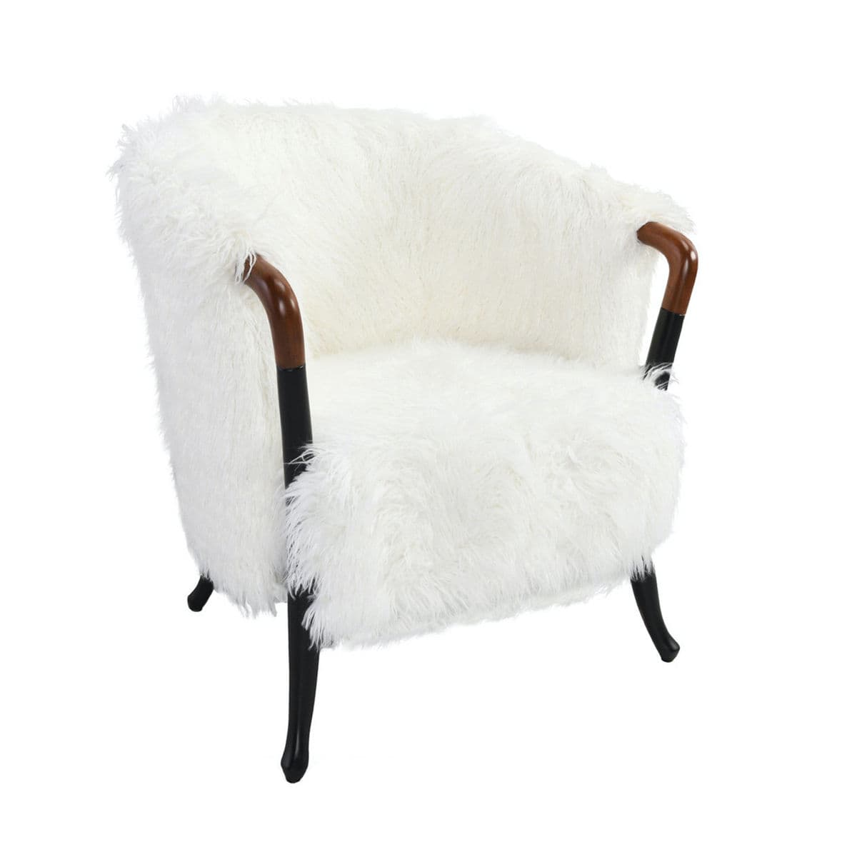 White Faux Fur Arm Chair - Thumbnail 2