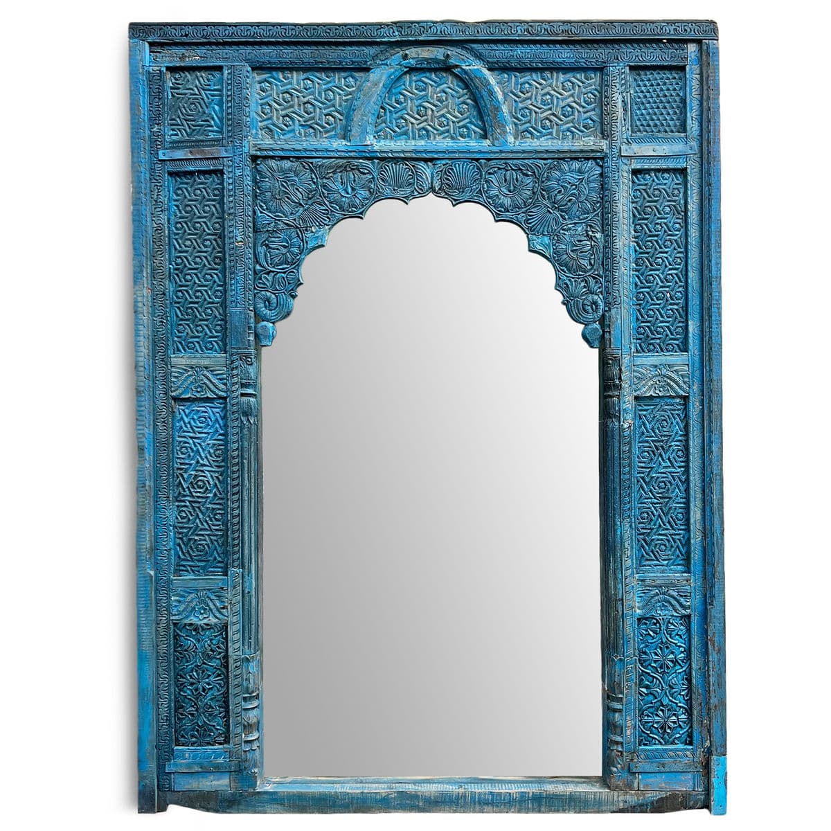 Antique Blue Raja Architectural Mirror - Thumbnail 2