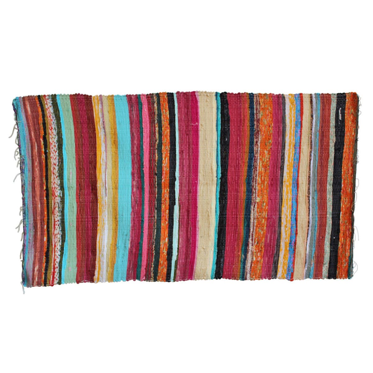 Colorful Striped Sari Rug - Thumbnail 2