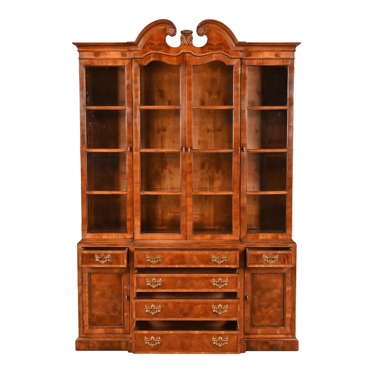 Henredon Flame Mahogany Georgian Breakfront - Aston Court Collection - Vintage Late 20th Century - Thumbnail 2