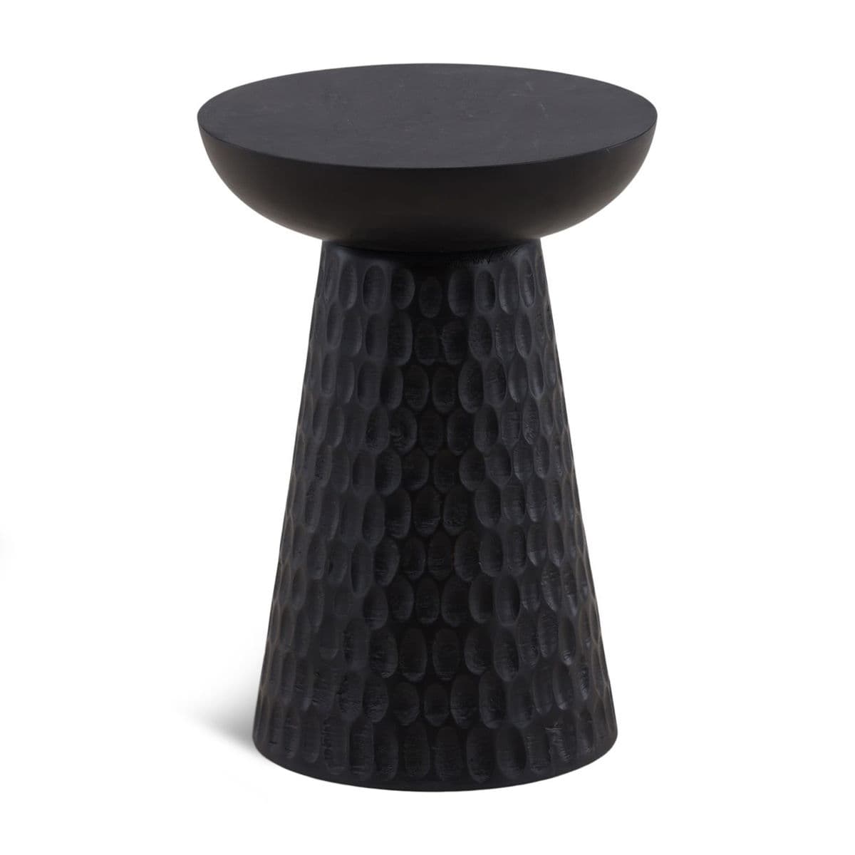 Black Chiseled Wood Side Table - Thumbnail 2