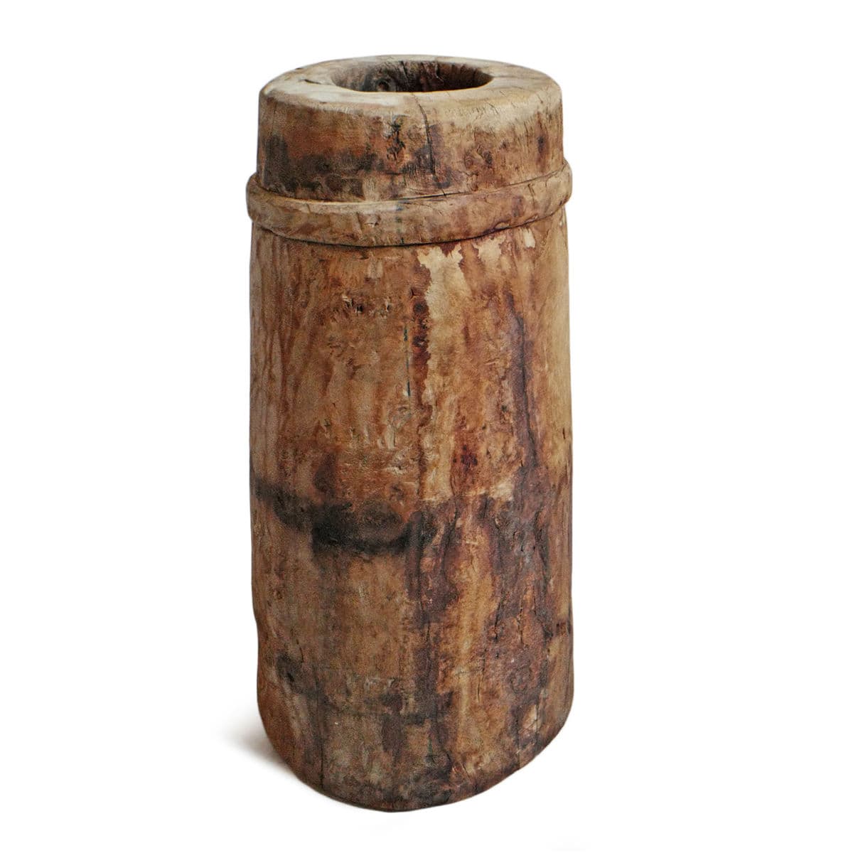 Antique India Wood Butter Pot - Thumbnail 2