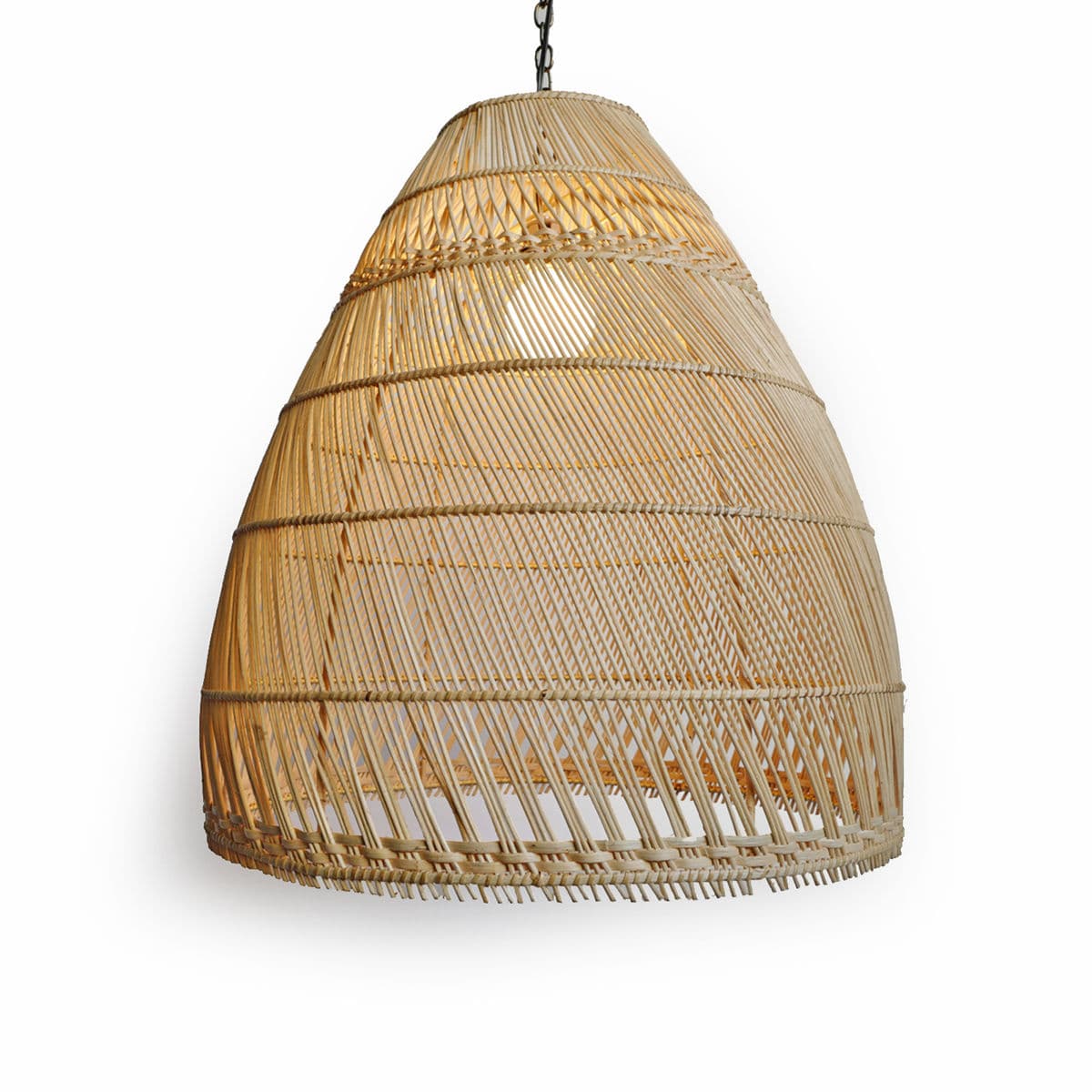 Natural Wicker Basket Bell Lantern Medium - Thumbnail 2