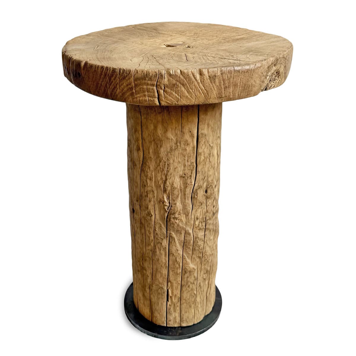 Rustic Log Round Side Table - Thumbnail 2