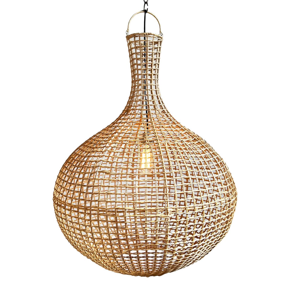 Raw Rattan Basket Jug Pendant Light - Thumbnail 2