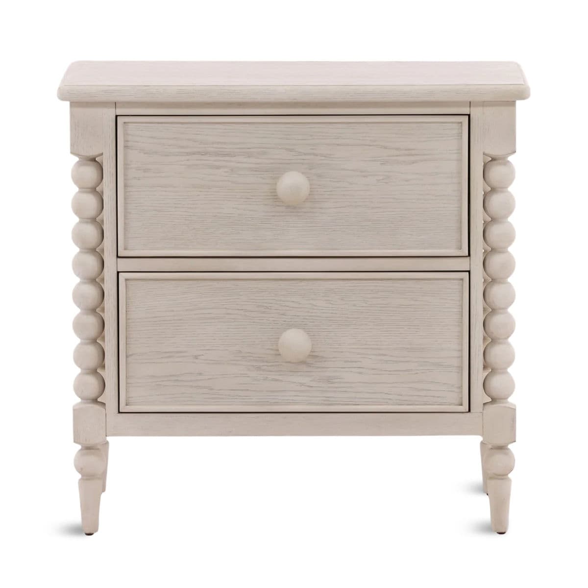 White Wash Ball Leg Two-Drawer Nightstand - Thumbnail 2