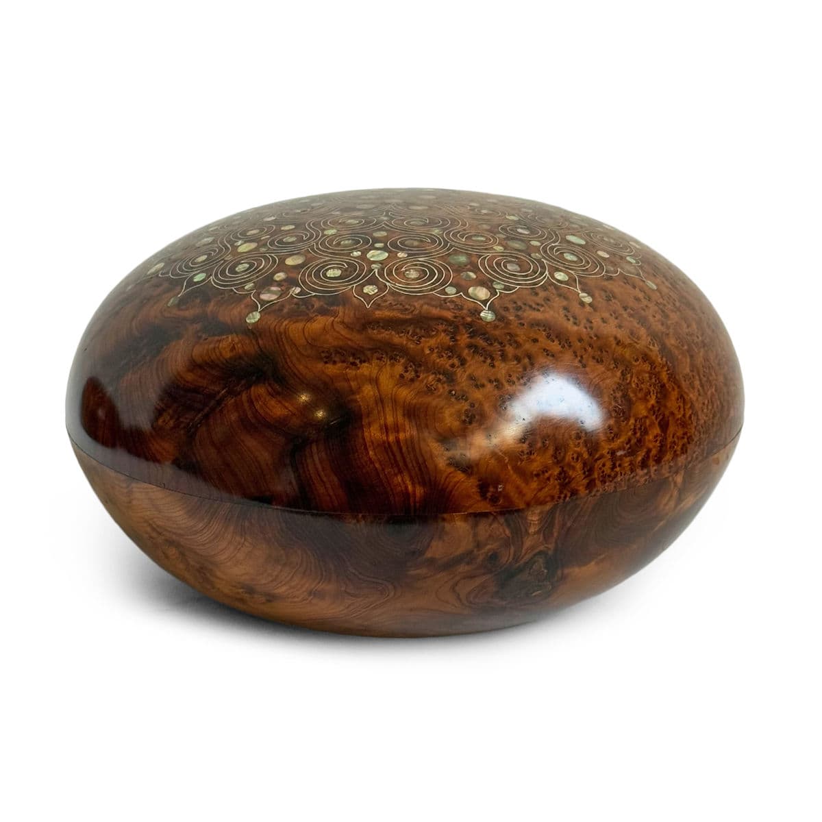 Vintage Inlay Burl Cedar Wood Bowl - Thumbnail 2